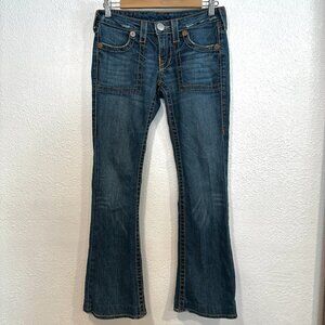 True Religion BootCut Jeans Tony Big T Lightly Distressed W28xL29.5 Womens Sz 25
